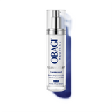 Obagi Medical Suzanobagidy Claribright Radiance Brightening Lotion in a clear pump bottle with a silver collar and blue text, set against a white background with a soft blue shadow.