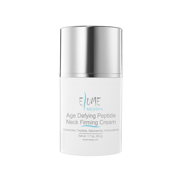 Elume Age Defying Peptide Neck Firming Cream 1.7 oz airless pump bottle, front view